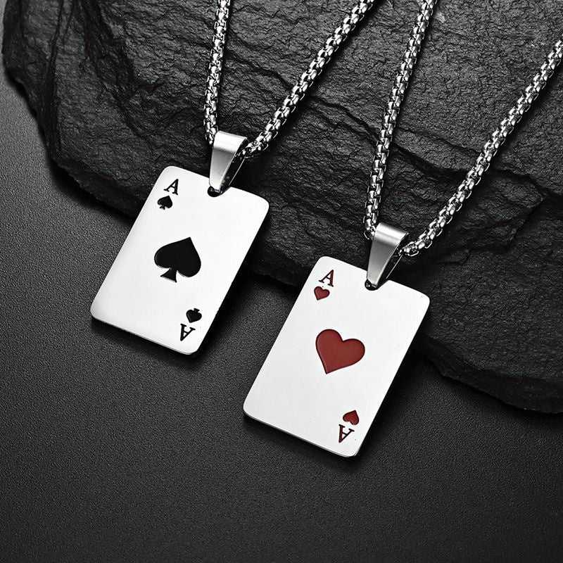 Hip Hop Ace Poker Spades Pendant Chain Necklace