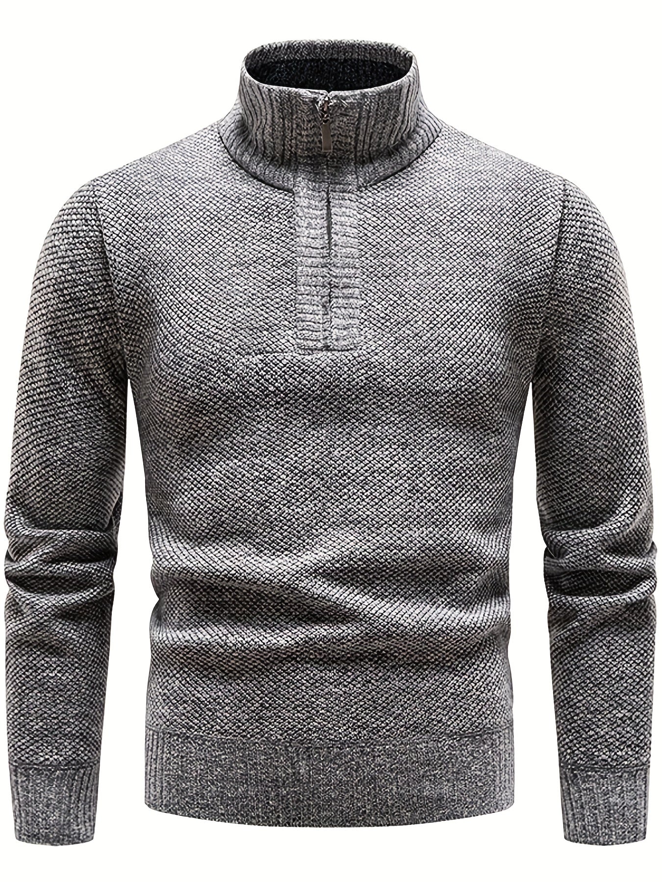 Men's Zipper Knitted Sweater Casual Warm Solid Pullover