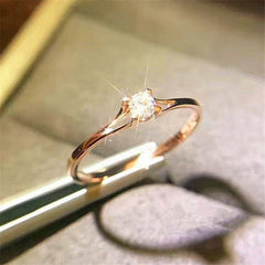 Classic 4 Prong Zircon Wedding Ring Women's Hand Jewelry Gift