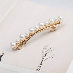 Faux Pearl Hair Clip Ponytail Headwear Sweet French Barrette Hair Accessories