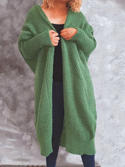  Solid Hooded Batwing Sleeve Cardigan
