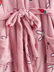  Rabbit & Carrot Print Hooded Bathrobe