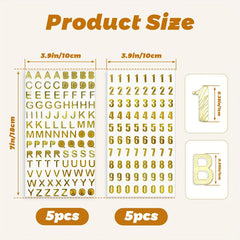 Golden Glitter Letter Number Stickers Self Adhesive DIY Craft