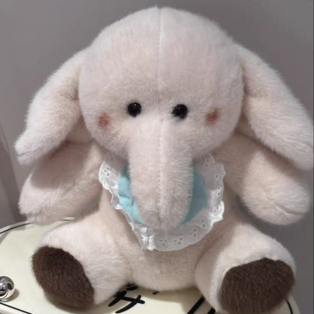 Fluffy Elephant Plush Toy w/ Baby Strap Soft Polyester Material
