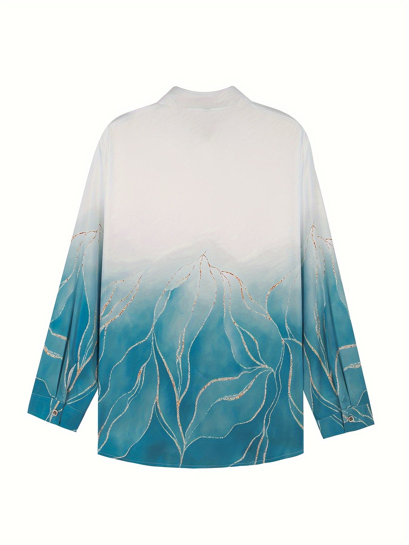  Ombre Floral Print Long Sleeve Button Up Shirt