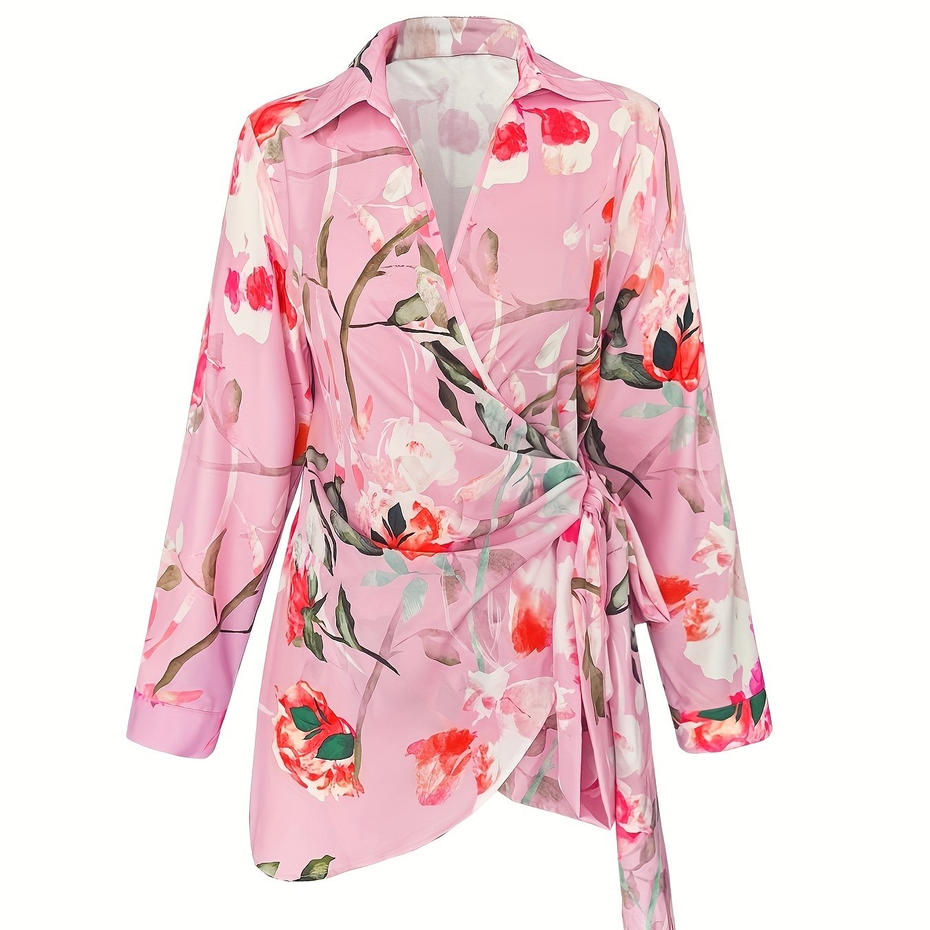  Women's Floral Print Blouse Long Sleeve
