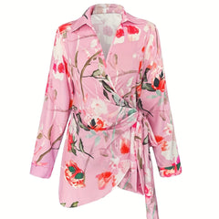  Women's Floral Print Blouse Long Sleeve