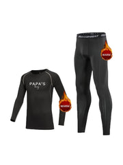 2pcs Kids Fleece Compression Sets Long Sleeve Crew Neck Pullover Matching Pants