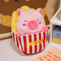 Kabala Plush Toy Stuffed Popcorn Brown Fluffy Fur Red Bucket Kids Gift