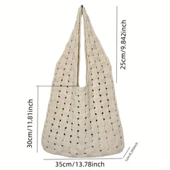 Solid Knitted Shoulder Bag Portable Shopping Bag