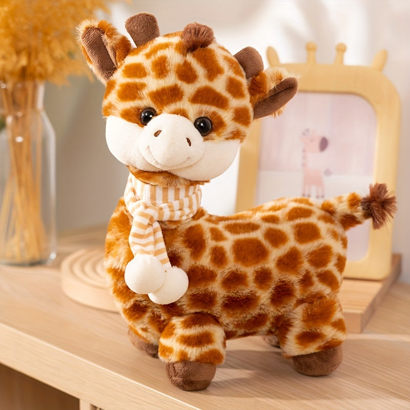 Soft Giraffe Plush Toy with Scarf 11.81in Brown & Striped