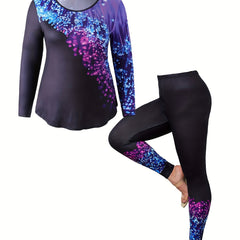 Women's Plus Graphic Print Top & Leggings Set