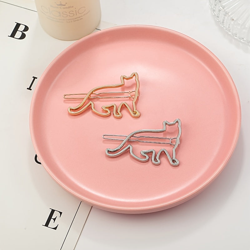 Kitten Cat Hair Clips Golden Silver Hair Barrette Jewelry Hairpins Accessories