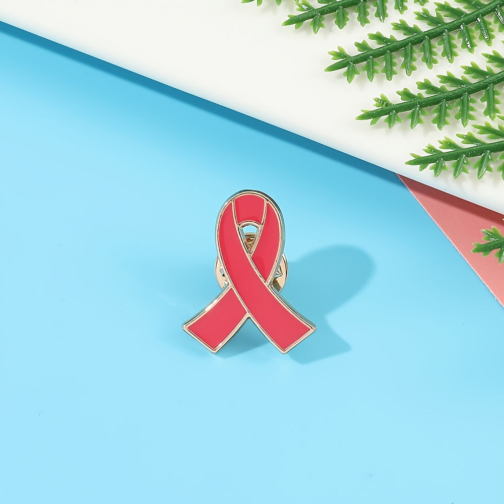 Red Ribbon Lapel Brooch HIV AIDS Prevention Pin