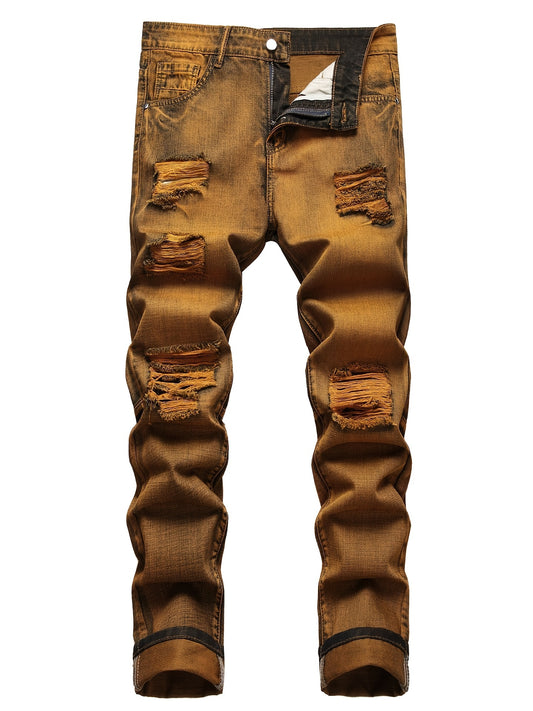 Men's Retro Ripped Denim Jeans