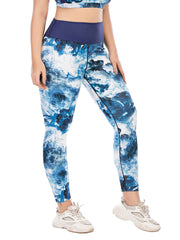 Marble Print Yoga Sports Leggings Plus Size with Pocket