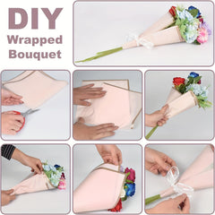 20 Sheets Pink Waterproof Floral Wrapping Paper Golden Edge Bouquet Gift Packagi