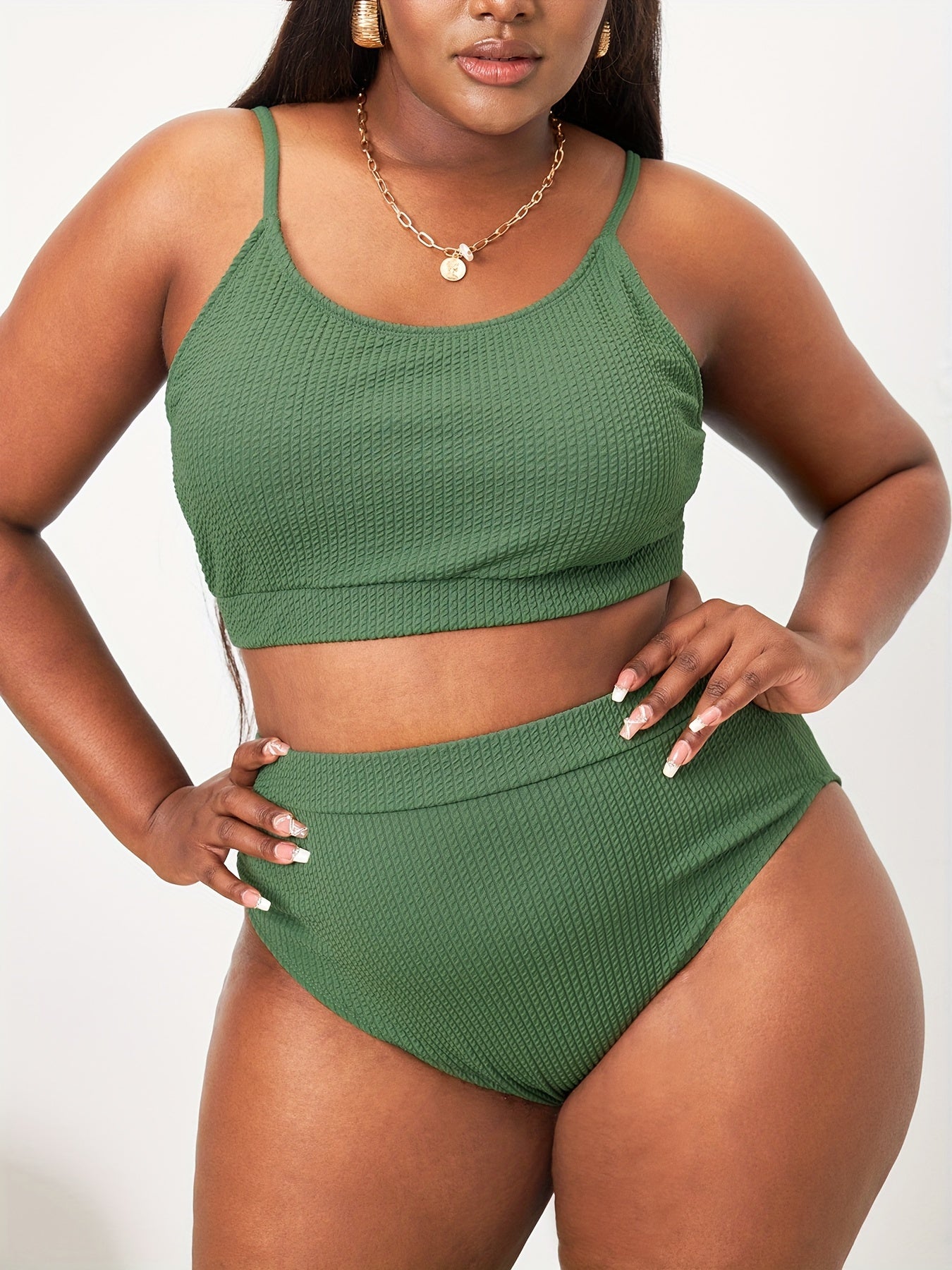  Ribbed Knit Bra & High Rise Panty Swimsuit Set