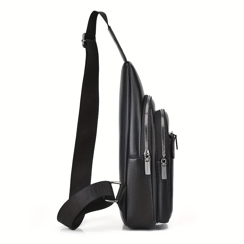 Men's Chest Bag Fashionable With Multiple Pockets PU Retro Shoulder Bag