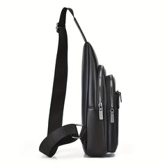Men's Chest Bag Fashionable With Multiple Pockets PU Retro Shoulder Bag