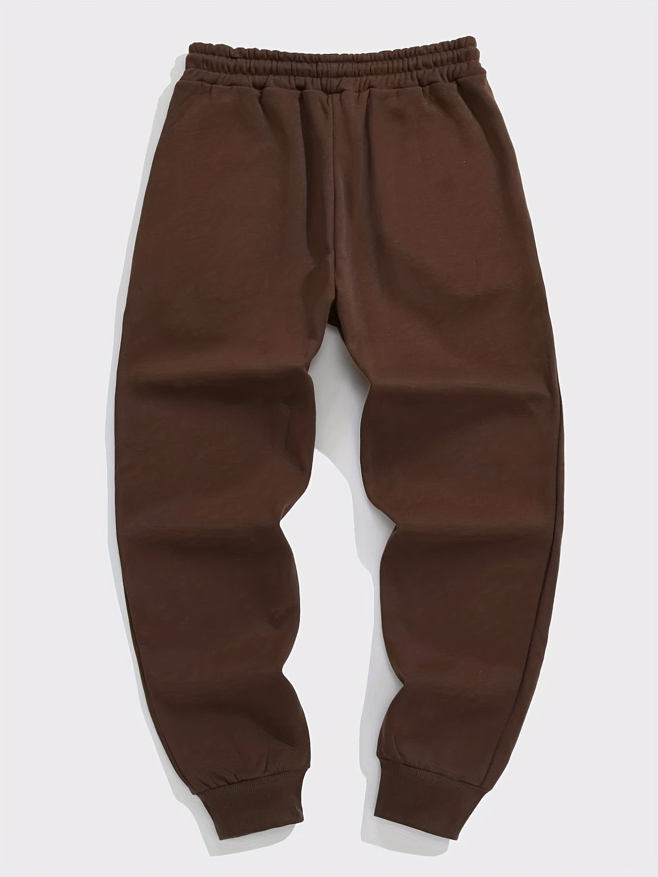 Crucifix Pattern Fleece Joggers Men's Warm Stretch Waist Sweatpants