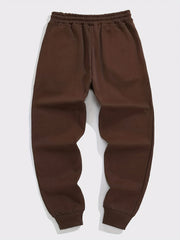 Crucifix Pattern Fleece Joggers Men's Warm Stretch Waist Sweatpants