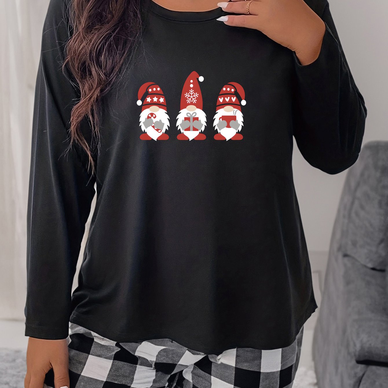  Christmas Sleepwear Top Women's Plus