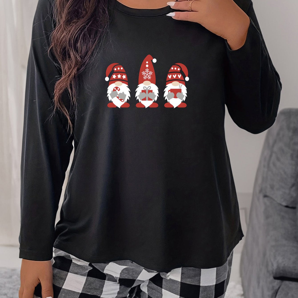  Christmas Sleepwear Top Women's Plus