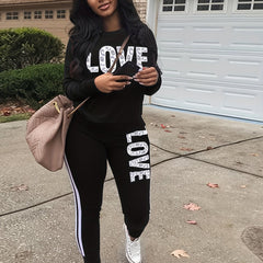 Women's Love Letter Print Two Piece Set for Fall/Winter