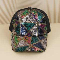 Sequins Block Baseball Cap Mesh Hip Hop Trucker Hat Sunshade Sports Hats