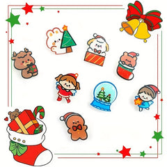 8pc Cartoon Christmas Brooches For Girls