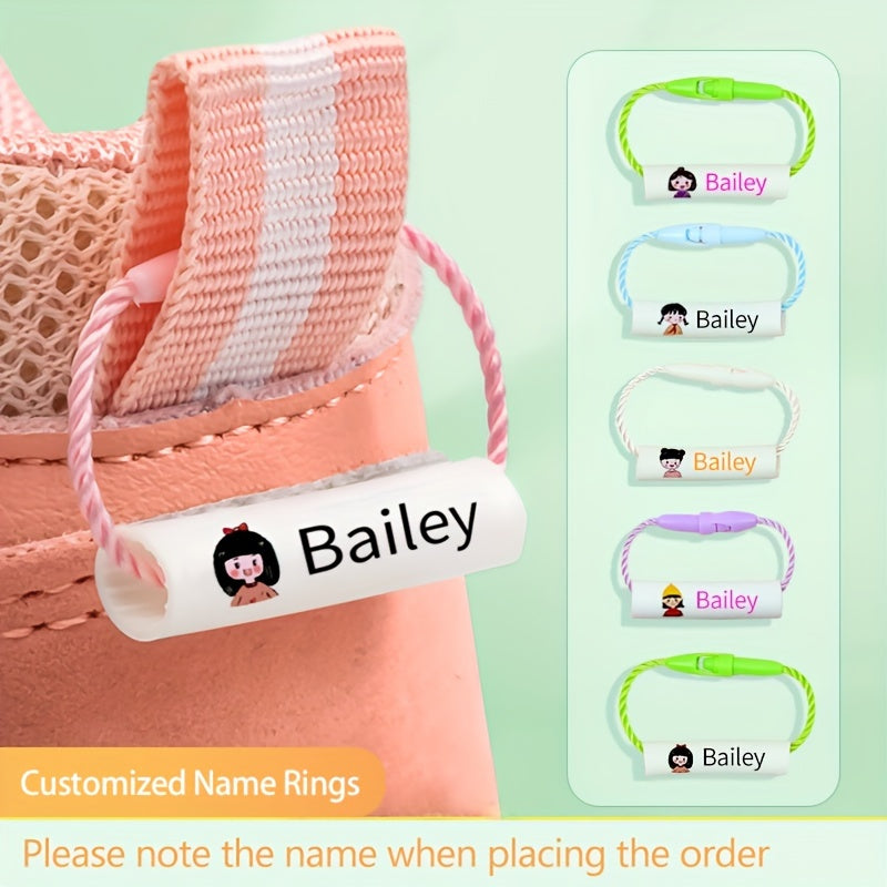 Custom Name Ring Buckle Set for Girls - Reusable Waterproof Lanyard Buckle