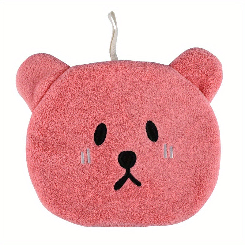 Cartoon Bear Fingertip Towel Hanging Loop Absorbent Soft Towel Bathroom