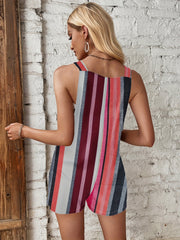 Striped Print Wide Leg Cami Romper Sleeveless Casual Jumpsuit