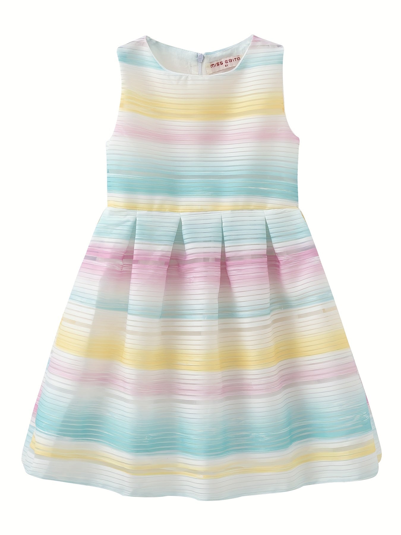 Girls' Rainbow Sleeveless Dress Party Holiday Outing Kids Clothing