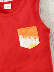 Boys Teen Casual Tank Top & Tie Dye Shorts Set for Summer