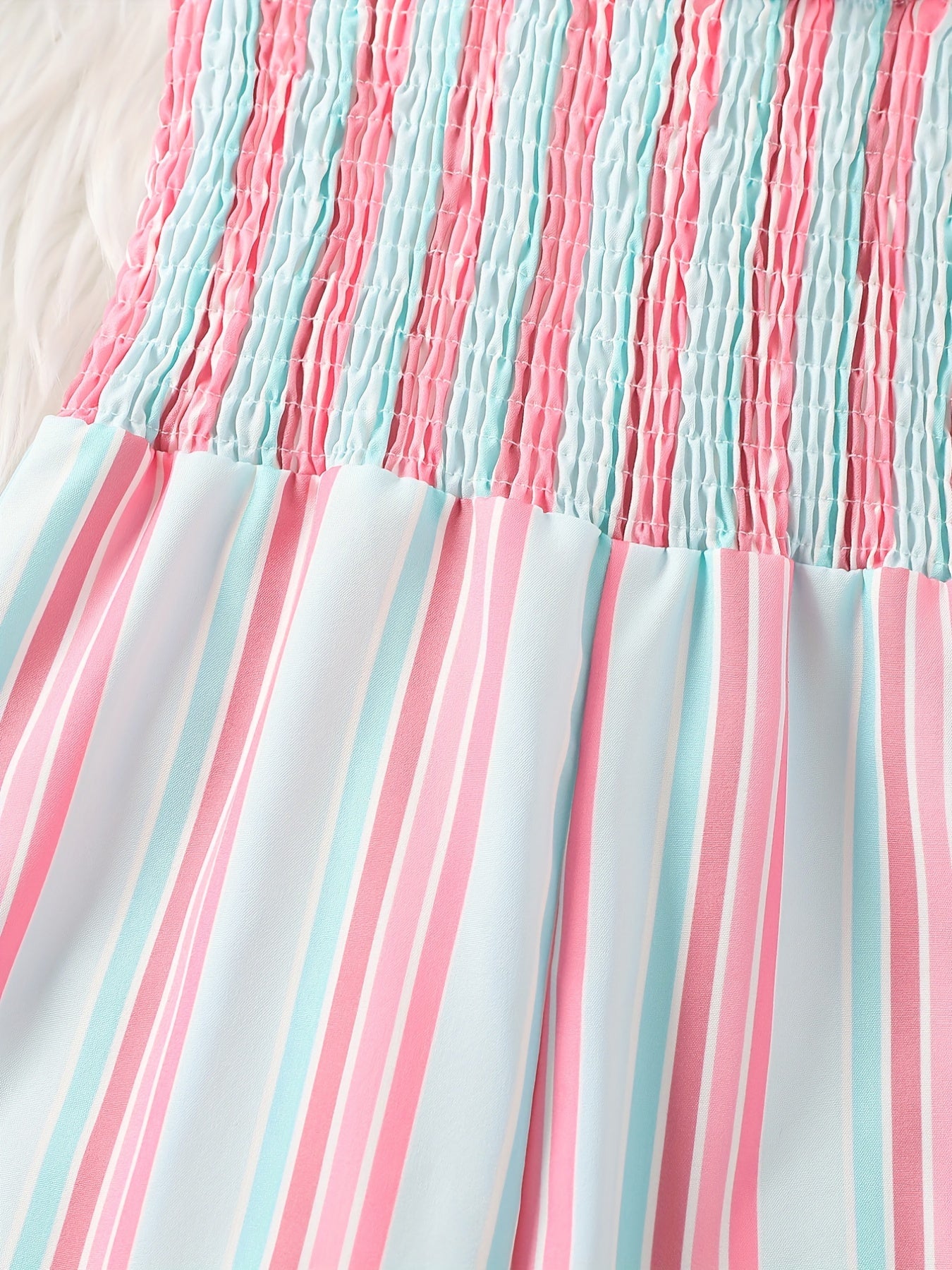 Toddler Girls Striped Frill Trim Cami Rompers for Beach Vacation