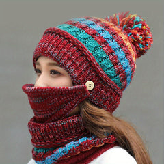3pcs Plush Beanie, Neck Gaiter & Coldproof Mask Set for Outdoor Cycling Ski
