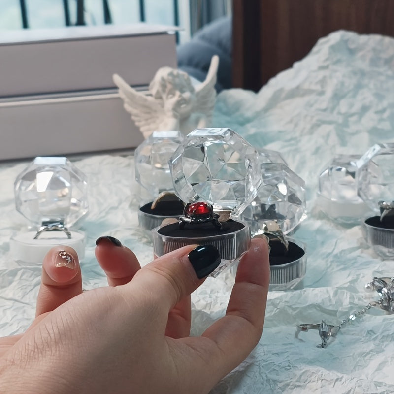 20 Pcs Plastic Ring Boxes Crystal Earrings Jewelry Storage Wedding Proposal