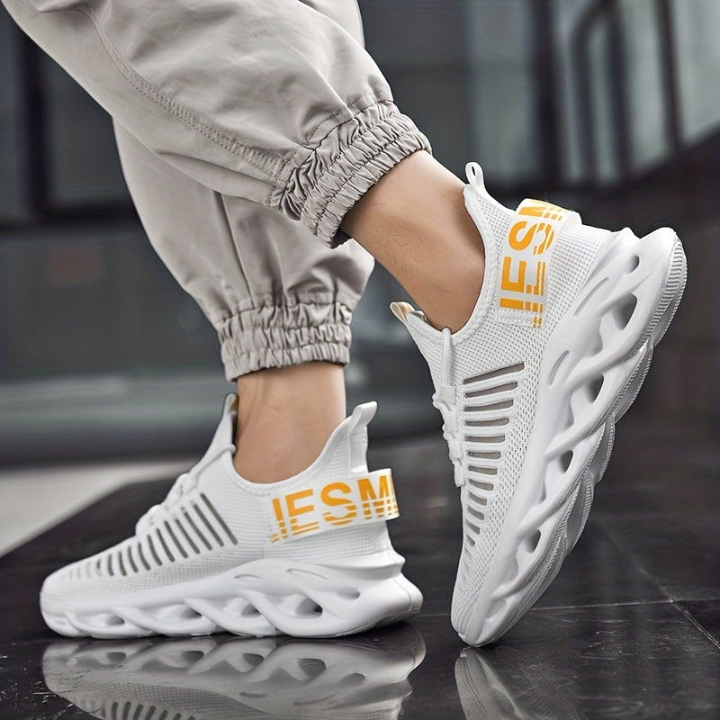 Men's Colorblock Knit Lace Up Casual Shoes Lightweight Non Slip Sneaker