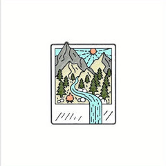 Cartoon Hiking Scenery Brooch Mountain River Book Style Pin