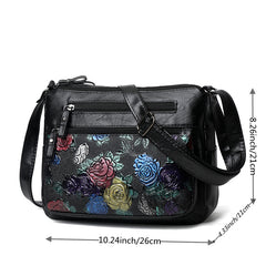 Flower Pattern Crossbody Bag Zipper Shoulder Bag