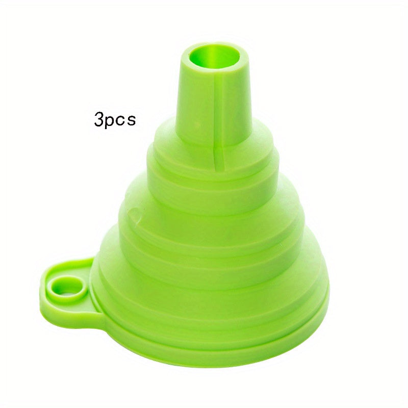 3pcs Mini Silicone Collapsible Funnels Kitchen Gadgets Accessories