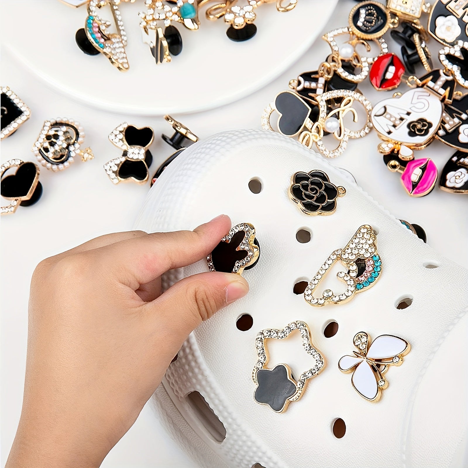 15pcs Crystal Shoe Charms for Crocs Sandals Decoration
