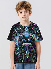 Game Controller 3D Print Boy's Casual Tee Short Sleeve