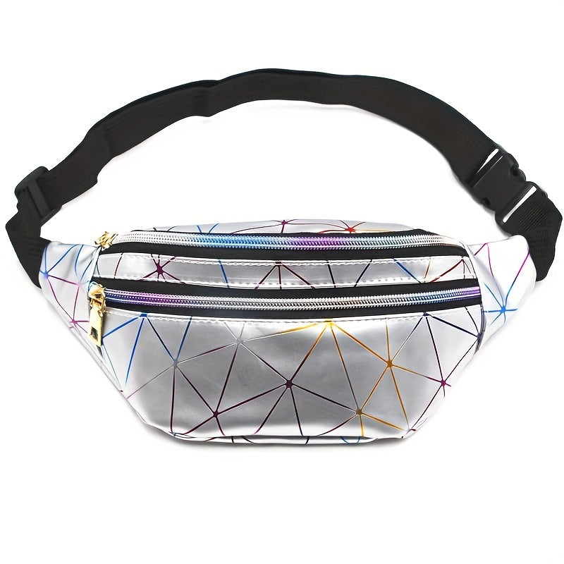 Holographic Fanny Pack Laser Geo Pattern Crossbody Bag