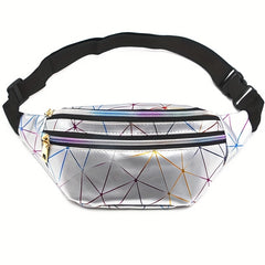 Holographic Fanny Pack Laser Geo Pattern Crossbody Bag