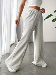  Wide Leg Trousers V waist High Rise Solid Casual Pants