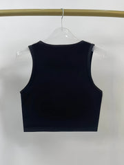 Bear Print Y2K Crop Tank Top Sleeveless Crew Neck Casual Top