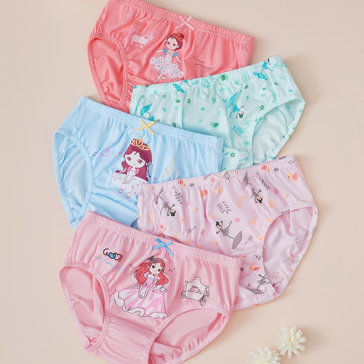 5pcs Girls Princess Cotton Brief Underwears